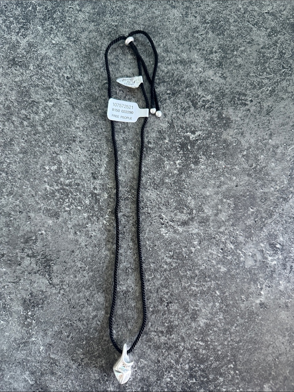 Free People Silver Pendant on Black Cord